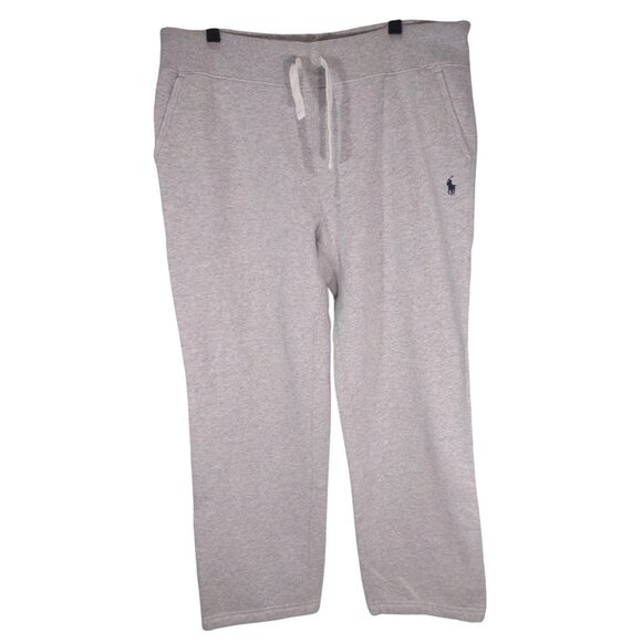 VTG Polo Ralph Lauren Sweatpants Mens Large Drawstring Hem Grey Fleece Casual - Picture 1 of 7